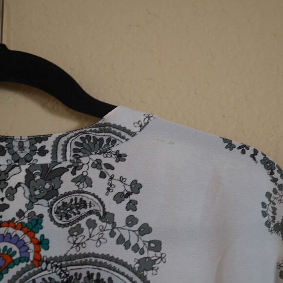 Fig and Flowers Anthropologie Womens White Rainbow Paisley Peasant Tunic Top 2X - Picture 9 of 11